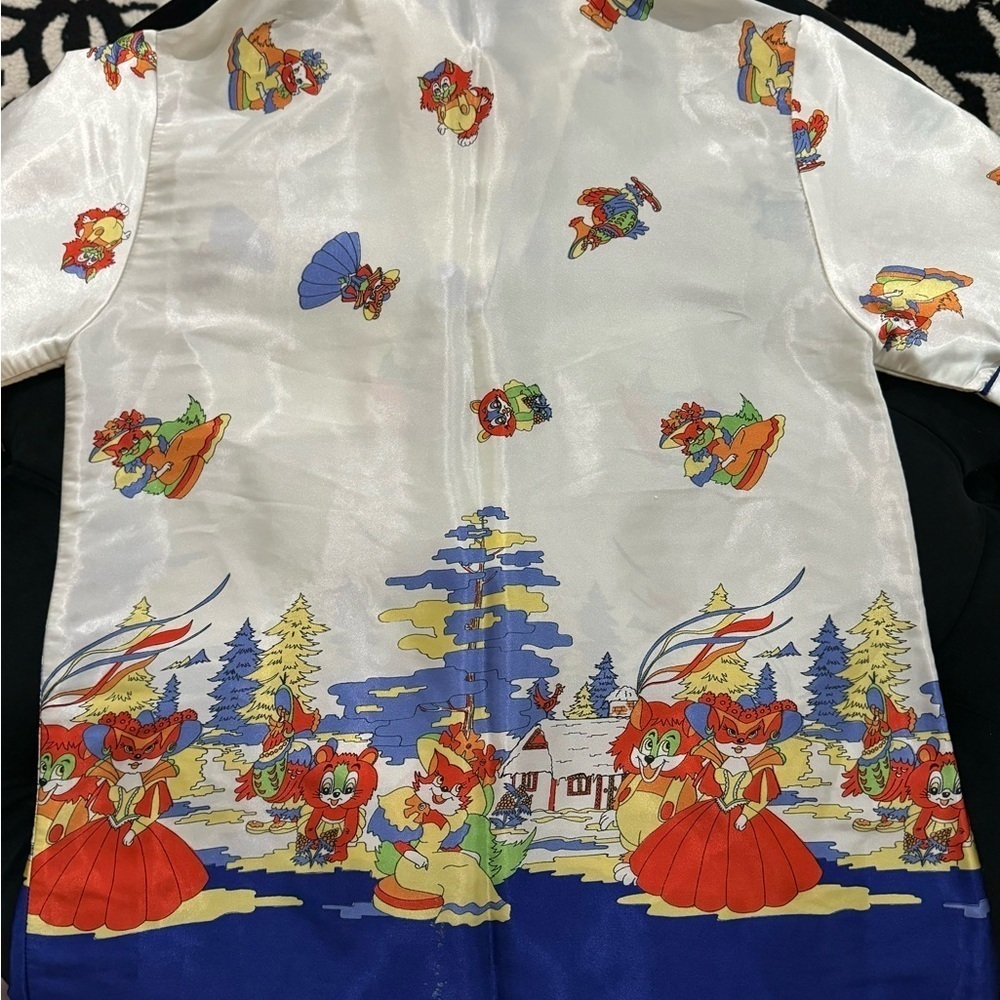 Vintage Vietnam Cartoon Silk Like Button Down Shirt 1970’s Streetwear Fun Unique - Picture 14 of 16